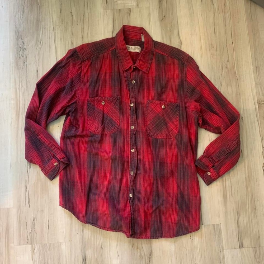 Vintage 1990's red‎ and black plaid button-up shirt